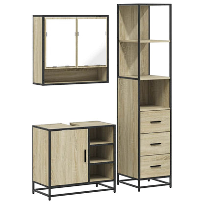 3 Piece Bathroom Furniture Set Sonoma Oak Engineered Wood