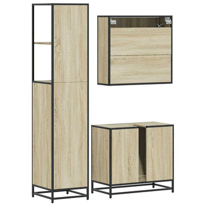 3 Piece Bathroom Furniture Set Sonoma Oak Engineered Wood