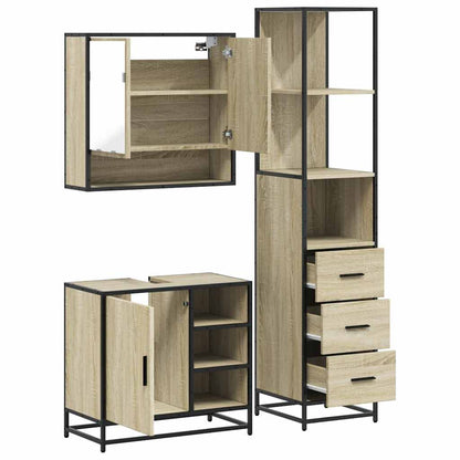 3 Piece Bathroom Furniture Set Sonoma Oak Engineered Wood