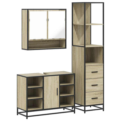 3 Piece Bathroom Furniture Set Sonoma Oak Engineered Wood