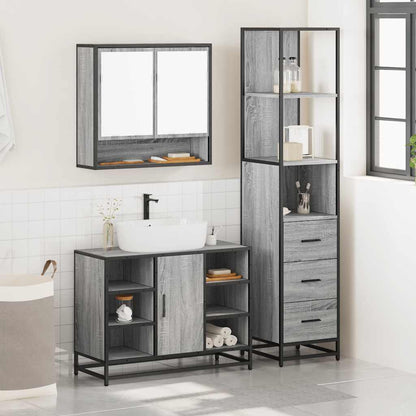 3 Piece Bathroom Furniture Set Grey Sonoma Engineered Wood