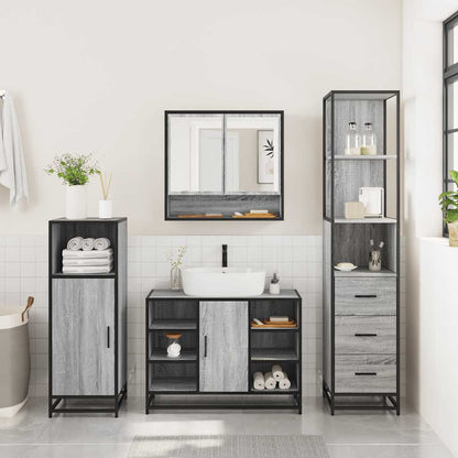 3 Piece Bathroom Furniture Set Grey Sonoma Engineered Wood