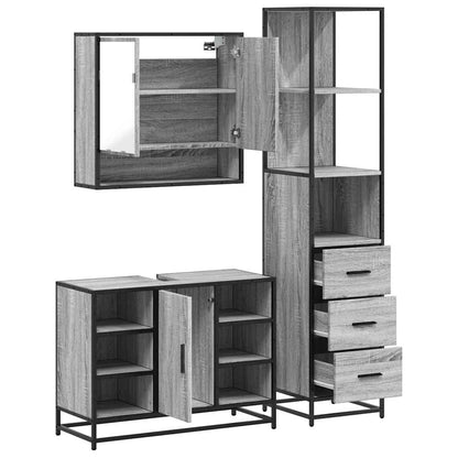 3 Piece Bathroom Furniture Set Grey Sonoma Engineered Wood