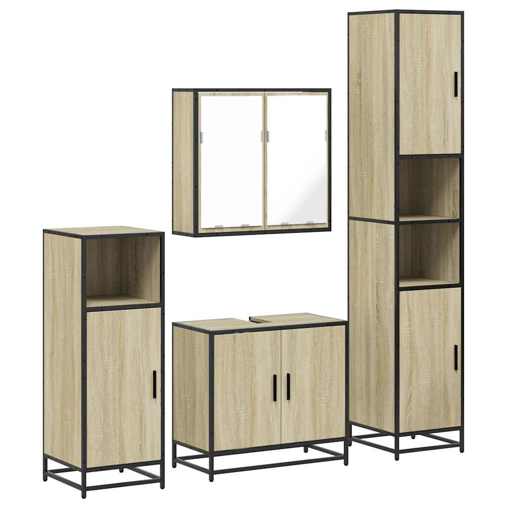 4 Piece Bathroom Furniture Set Sonoma Oak Engineered Wood