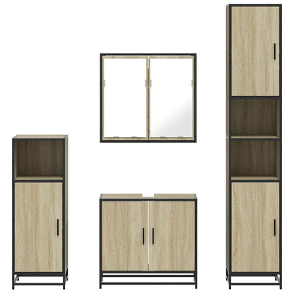 4 Piece Bathroom Furniture Set Sonoma Oak Engineered Wood