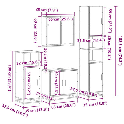 4 Piece Bathroom Furniture Set Sonoma Oak Engineered Wood