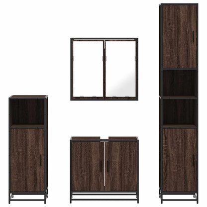 4 Piece Bathroom Furniture Set Brown Oak Engineered Wood