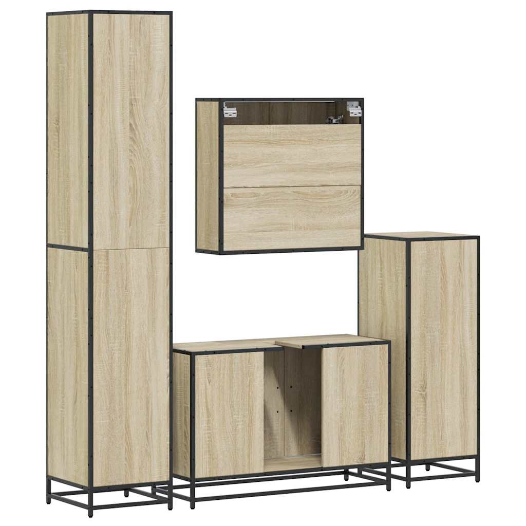 4 Piece Bathroom Furniture Set Sonoma Oak Engineered Wood