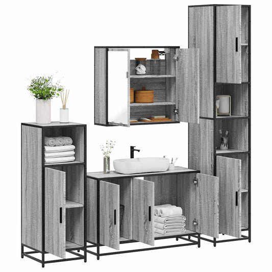 4 Piece Bathroom Furniture Set Grey Sonoma Engineered Wood