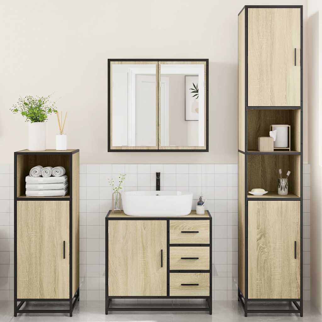 4 Piece Bathroom Furniture Set Sonoma Oak Engineered Wood