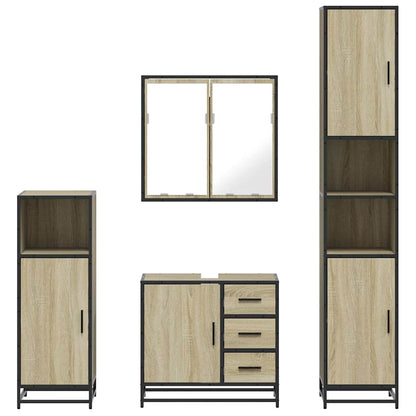 4 Piece Bathroom Furniture Set Sonoma Oak Engineered Wood