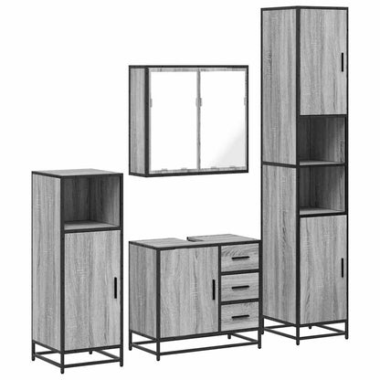 4 Piece Bathroom Furniture Set Grey Sonoma Engineered Wood