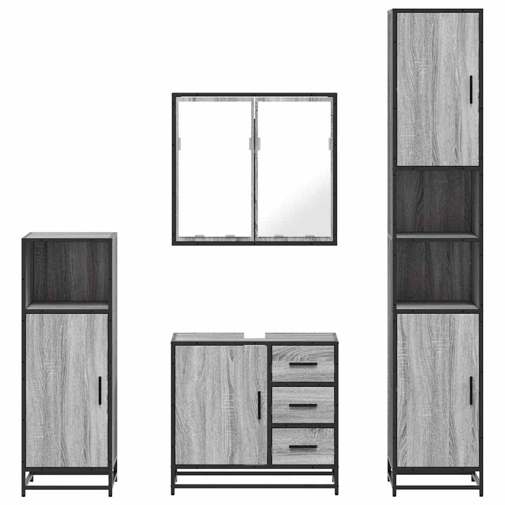 4 Piece Bathroom Furniture Set Grey Sonoma Engineered Wood