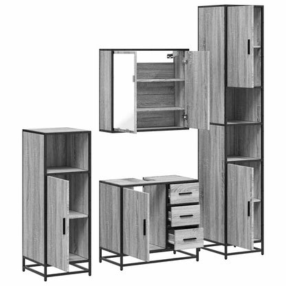 4 Piece Bathroom Furniture Set Grey Sonoma Engineered Wood