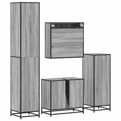 4 Piece Bathroom Furniture Set Grey Sonoma Engineered Wood