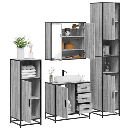 4 Piece Bathroom Furniture Set Grey Sonoma Engineered Wood