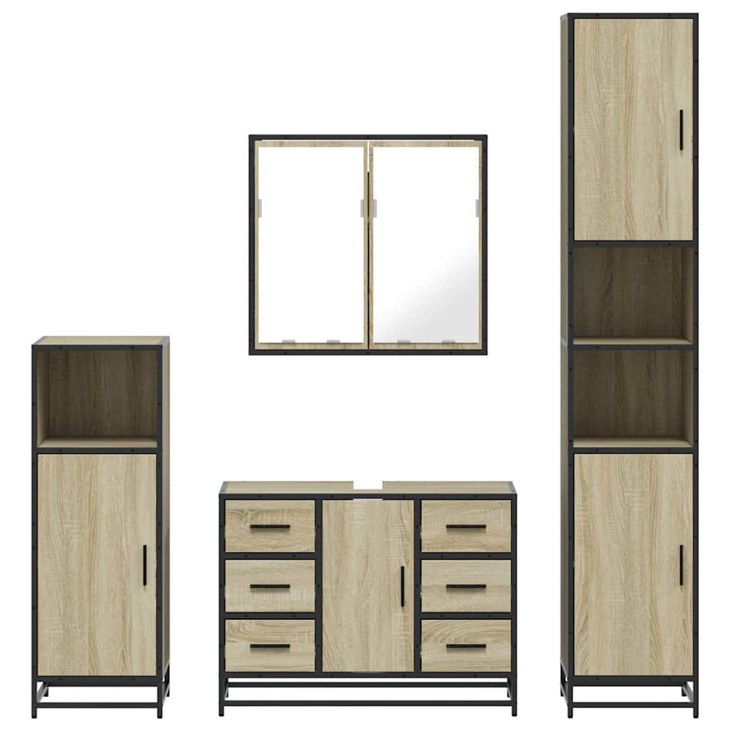 4 Piece Bathroom Furniture Set Sonoma Oak Engineered Wood