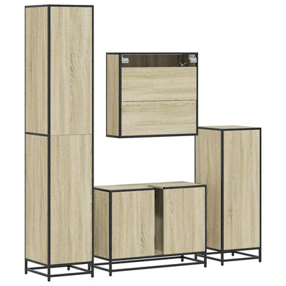 4 Piece Bathroom Furniture Set Sonoma Oak Engineered Wood