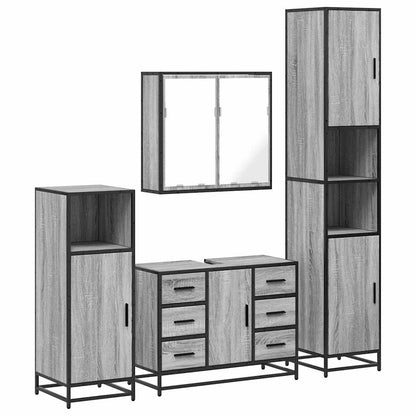 4 Piece Bathroom Furniture Set Grey Sonoma Engineered Wood