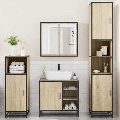 4 Piece Bathroom Furniture Set Sonoma Oak Engineered Wood