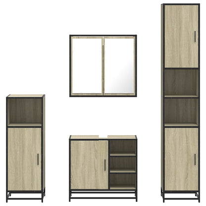 4 Piece Bathroom Furniture Set Sonoma Oak Engineered Wood