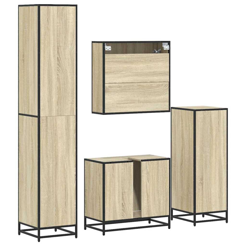 4 Piece Bathroom Furniture Set Sonoma Oak Engineered Wood