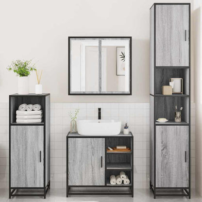 4 Piece Bathroom Furniture Set Grey Sonoma Engineered Wood