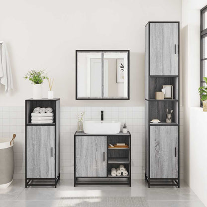 4 Piece Bathroom Furniture Set Grey Sonoma Engineered Wood