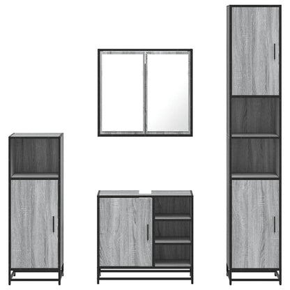 4 Piece Bathroom Furniture Set Grey Sonoma Engineered Wood