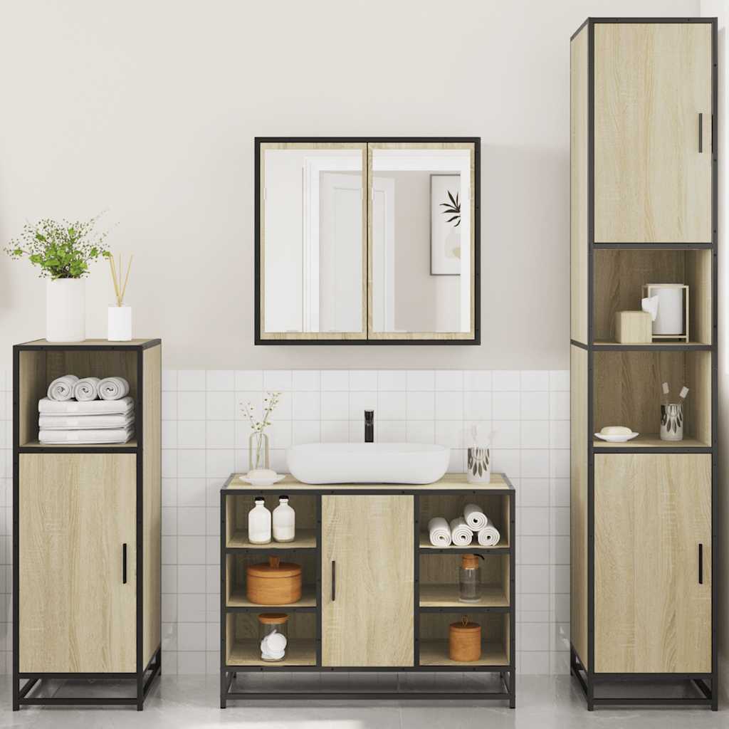 4 Piece Bathroom Furniture Set Sonoma Oak Engineered Wood