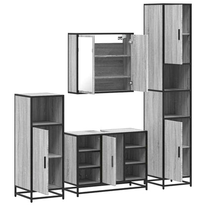 4 Piece Bathroom Furniture Set Grey Sonoma Engineered Wood