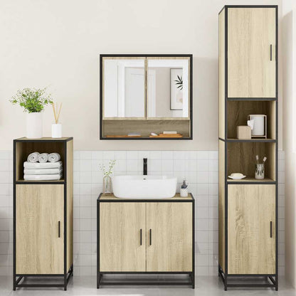 4 Piece Bathroom Furniture Set Sonoma Oak Engineered Wood