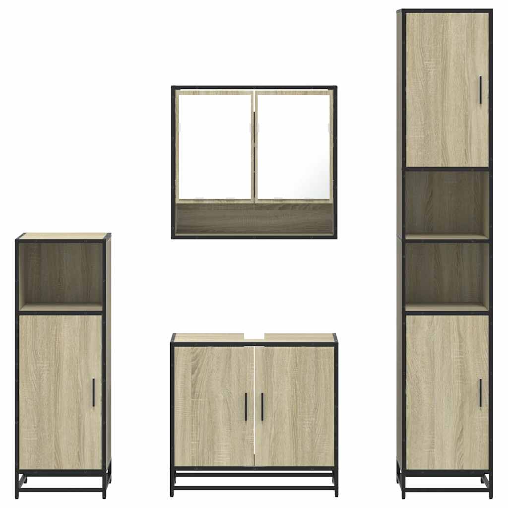 4 Piece Bathroom Furniture Set Sonoma Oak Engineered Wood