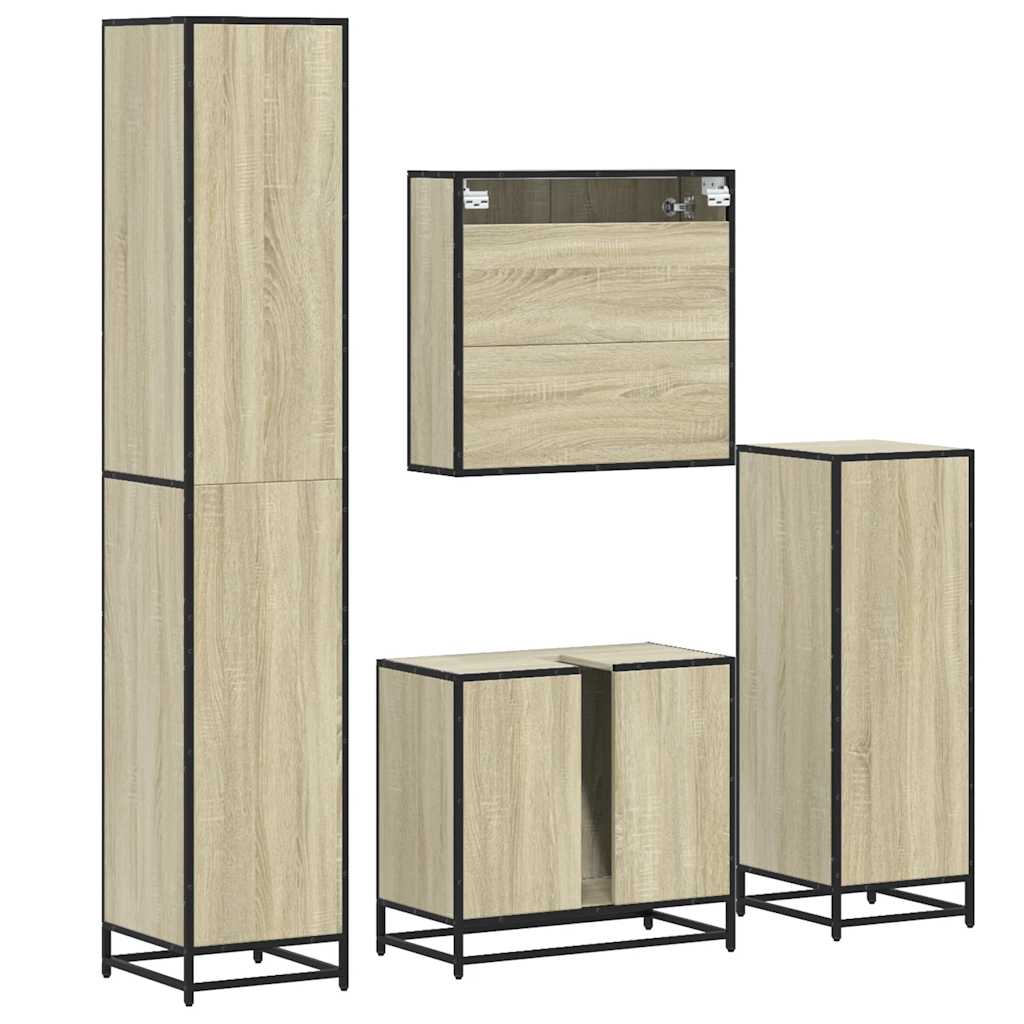 4 Piece Bathroom Furniture Set Sonoma Oak Engineered Wood