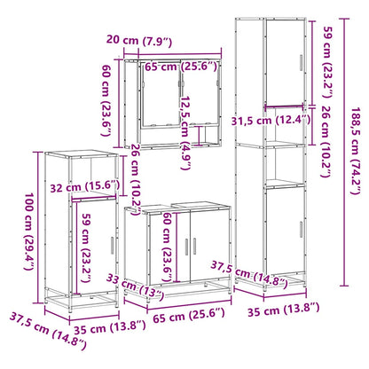 4 Piece Bathroom Furniture Set Sonoma Oak Engineered Wood