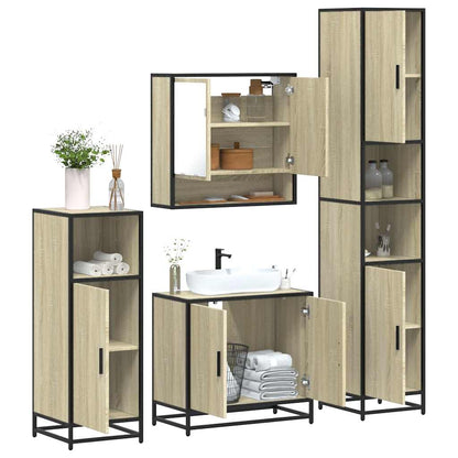 4 Piece Bathroom Furniture Set Sonoma Oak Engineered Wood