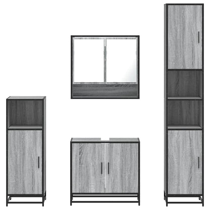 4 Piece Bathroom Furniture Set Grey Sonoma Engineered Wood