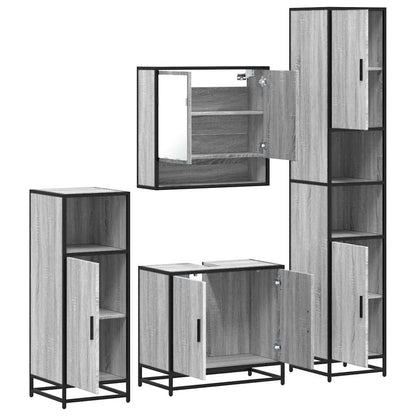 4 Piece Bathroom Furniture Set Grey Sonoma Engineered Wood