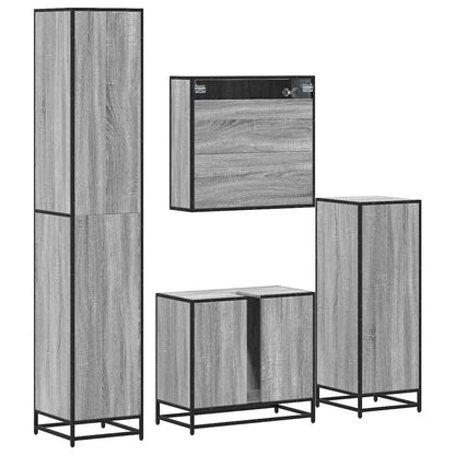 4 Piece Bathroom Furniture Set Grey Sonoma Engineered Wood