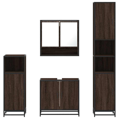 4 Piece Bathroom Furniture Set Brown Oak Engineered Wood