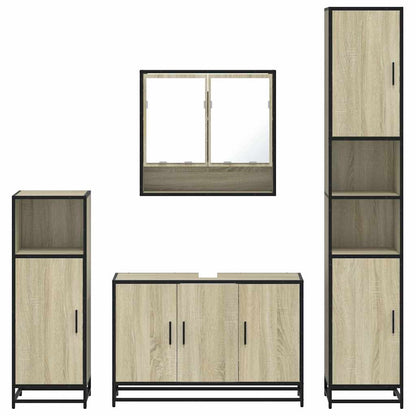 4 Piece Bathroom Furniture Set Sonoma Oak Engineered Wood