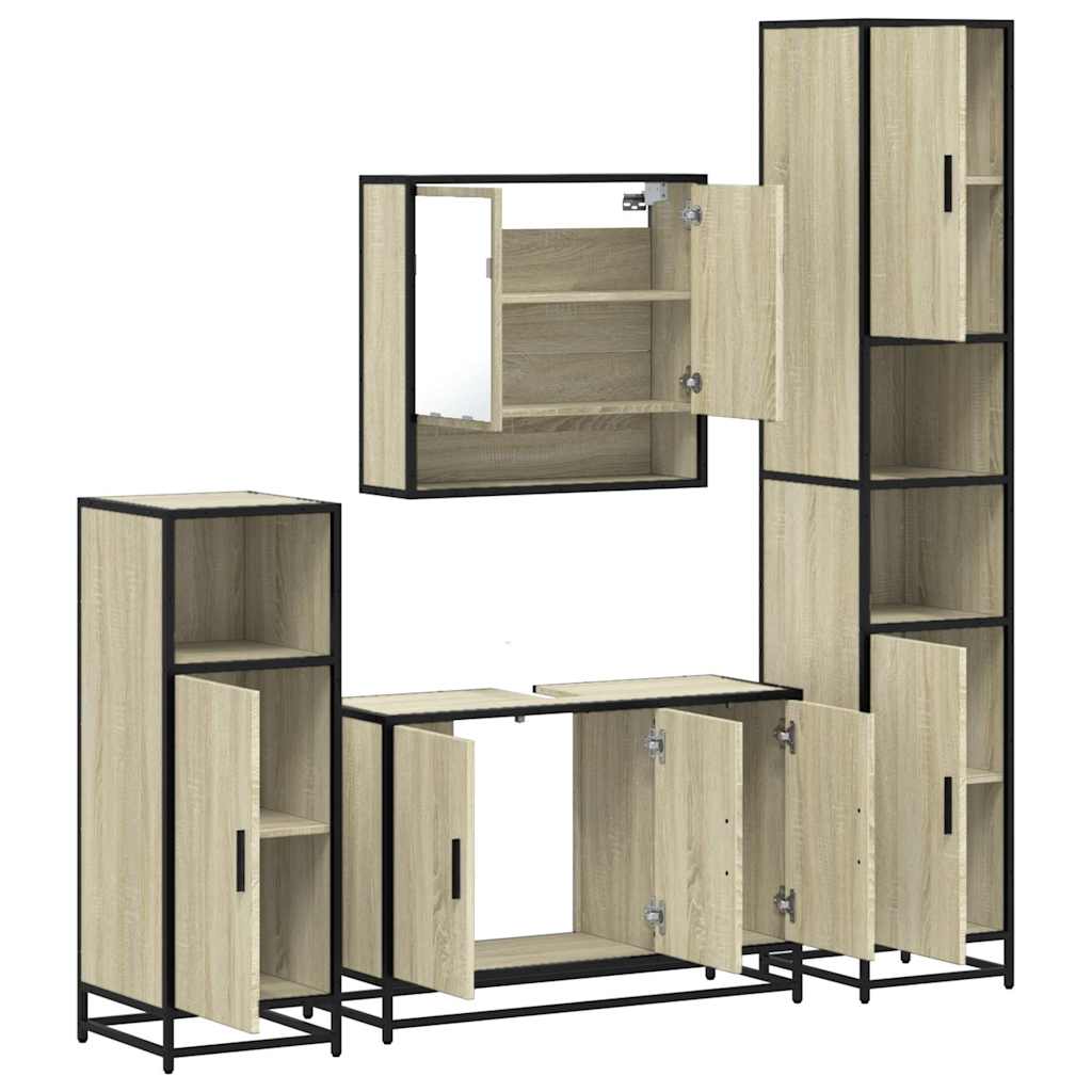 4 Piece Bathroom Furniture Set Sonoma Oak Engineered Wood