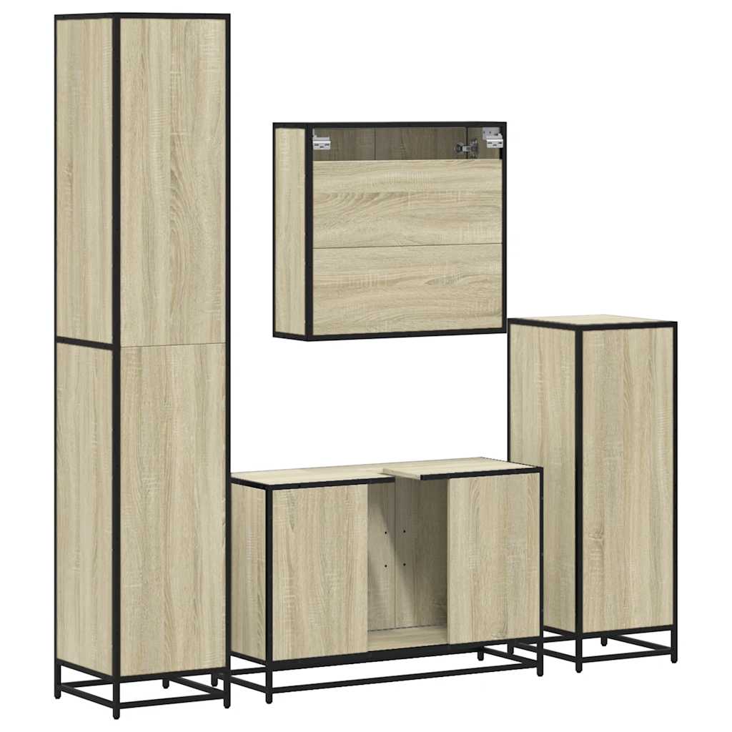 4 Piece Bathroom Furniture Set Sonoma Oak Engineered Wood