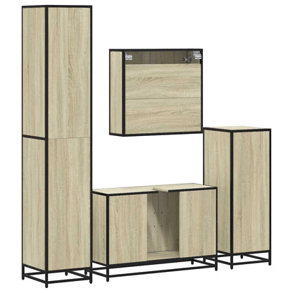 4 Piece Bathroom Furniture Set Sonoma Oak Engineered Wood