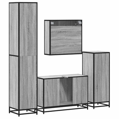 4 Piece Bathroom Furniture Set Grey Sonoma Engineered Wood