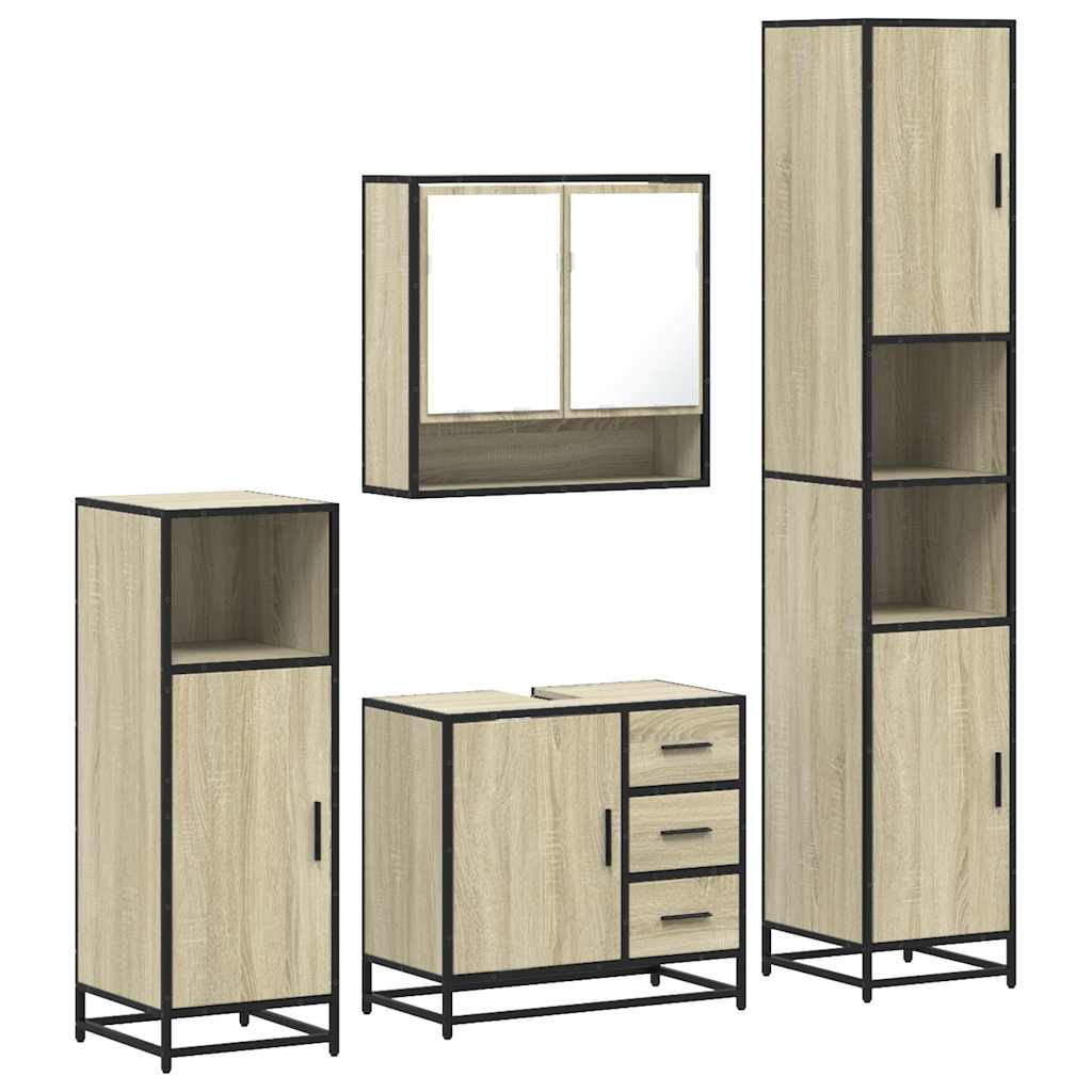 4 Piece Bathroom Furniture Set Sonoma Oak Engineered Wood