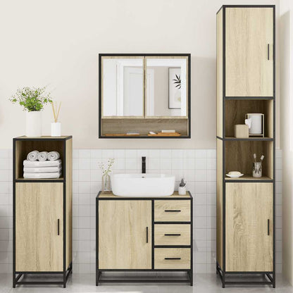 4 Piece Bathroom Furniture Set Sonoma Oak Engineered Wood