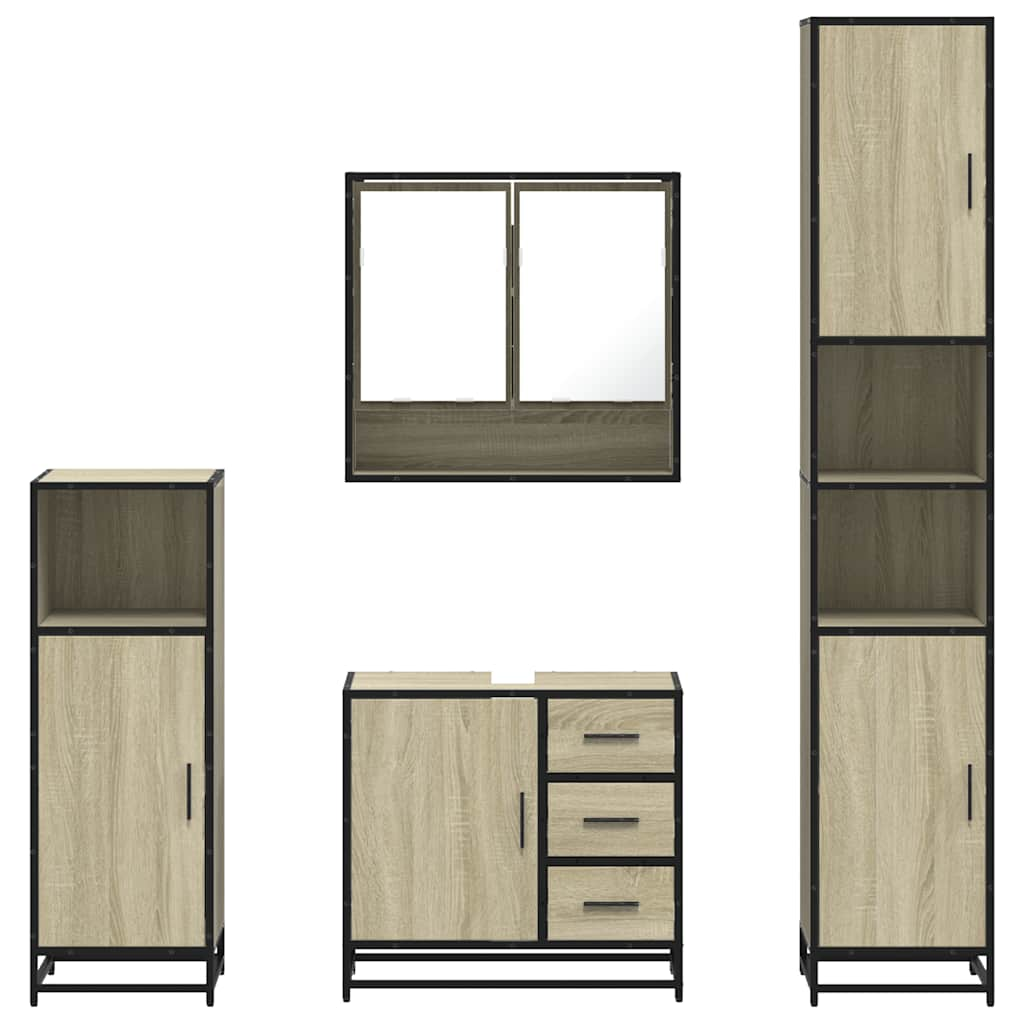 4 Piece Bathroom Furniture Set Sonoma Oak Engineered Wood