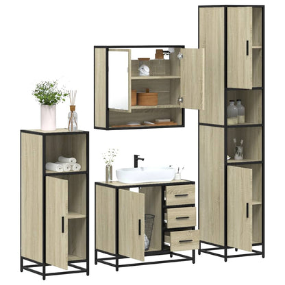 4 Piece Bathroom Furniture Set Sonoma Oak Engineered Wood