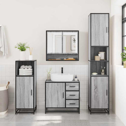 4 Piece Bathroom Furniture Set Grey Sonoma Engineered Wood